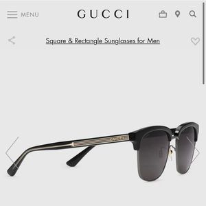 Gucci gold metal accent sunglasses rectangle frame